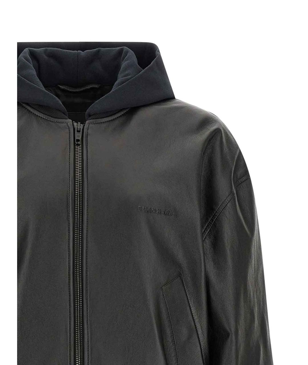 BALENCIAGA Черная кожаная куртка, фото 3