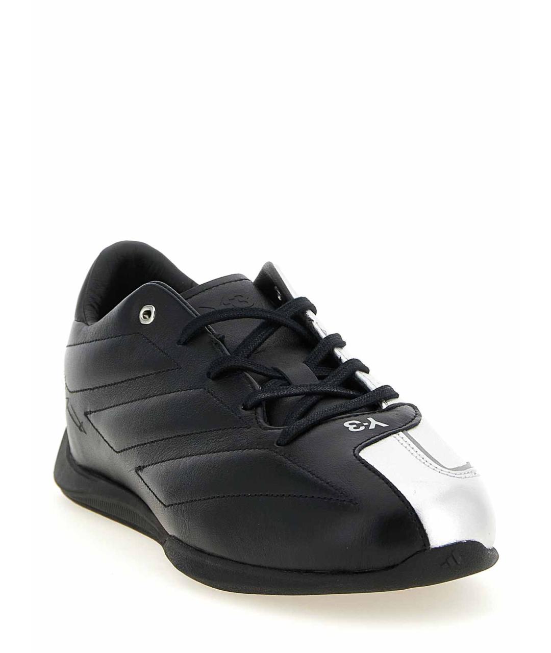 Y-3 Черные кожаные низкие кроссовки / кеды, фото 2
