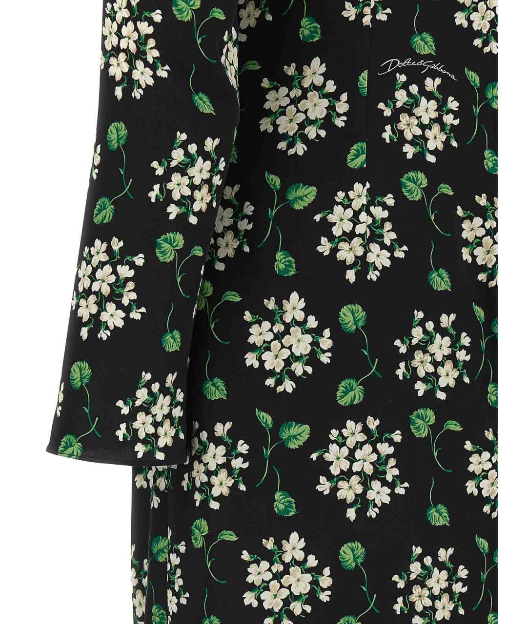 DOLCE&GABBANA Черное шелковое повседневное платье, фото 4
