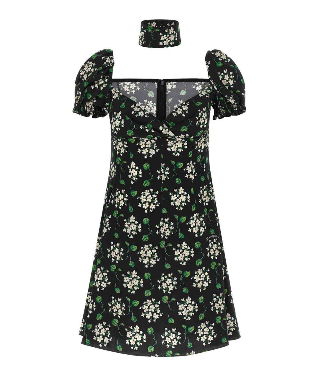 DOLCE&GABBANA Черное шелковое повседневное платье, фото 1