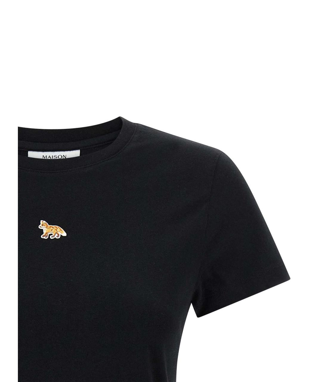 MAISON KITSUNE Черная хлопковая футболка, фото 3