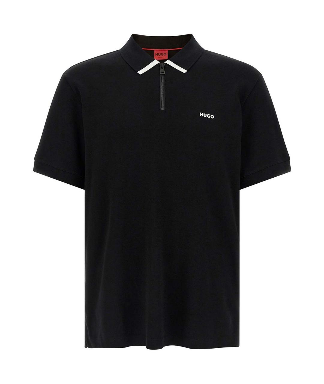 HUGO BOSS Черное хлопковое поло с коротким рукавом, фото 1