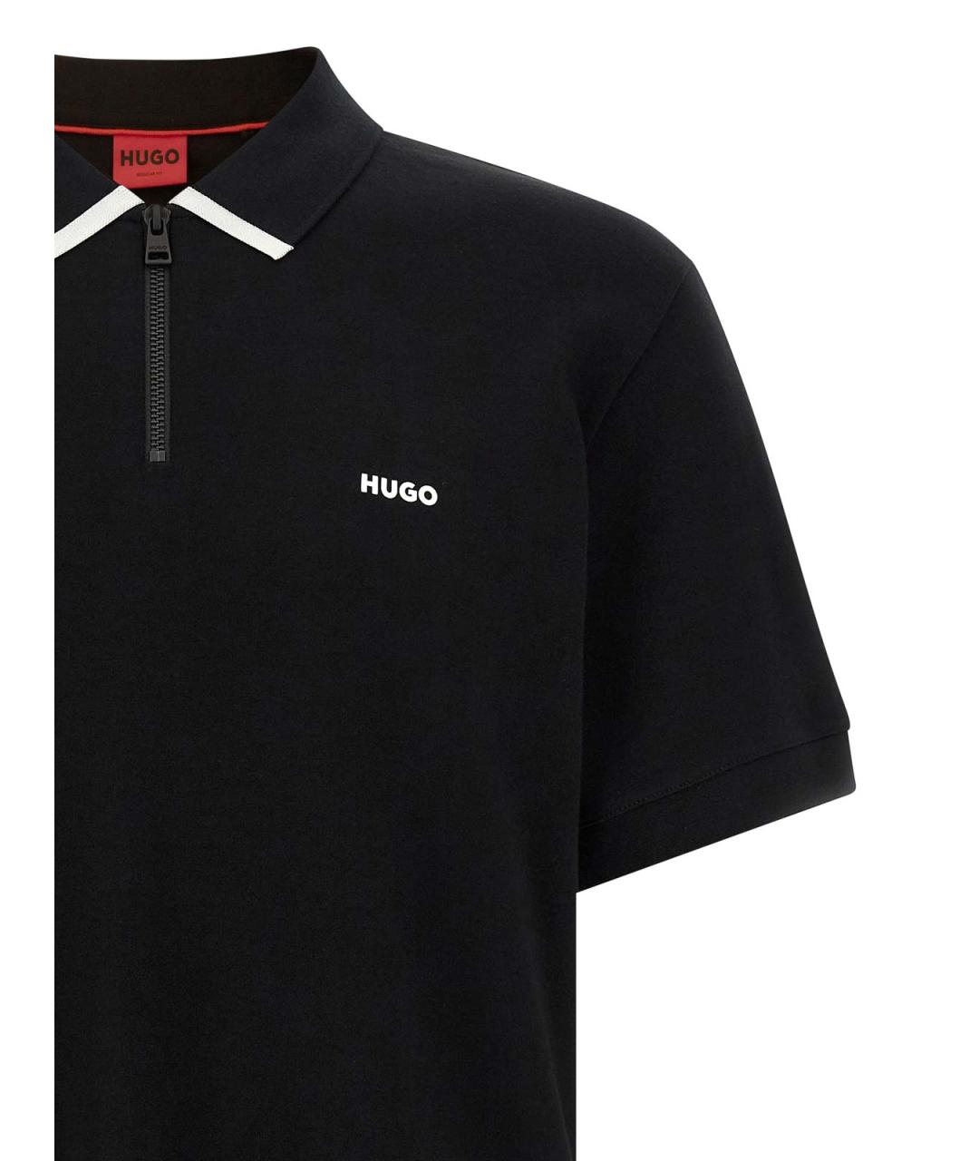HUGO BOSS Черное хлопковое поло с коротким рукавом, фото 3