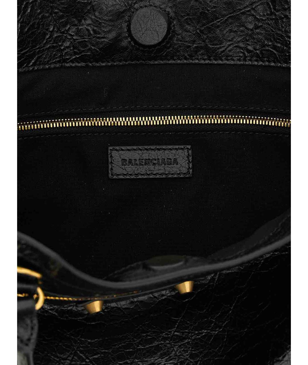 BALENCIAGA Черная кожаная сумка тоут, фото 4