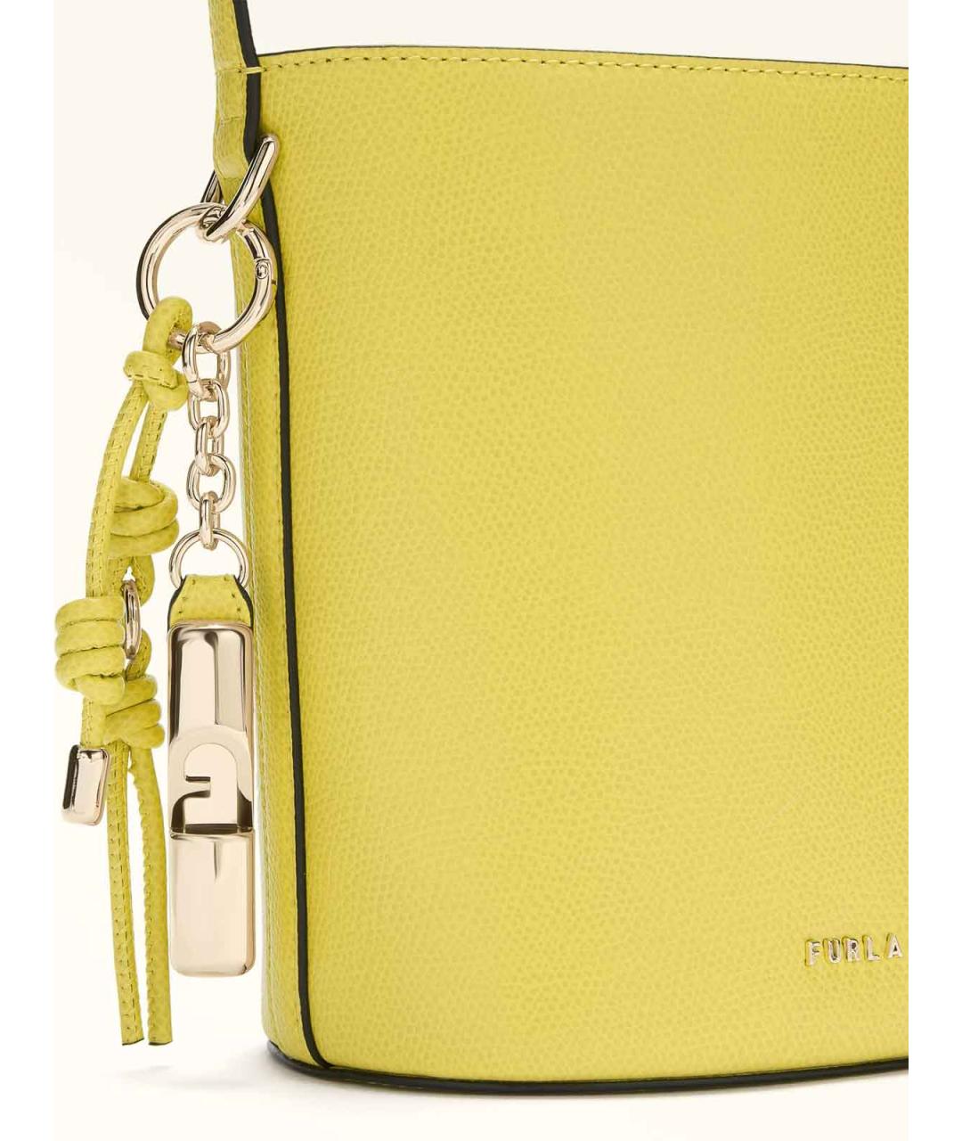 FURLA Желтая кожаная сумка через плечо, фото 4
