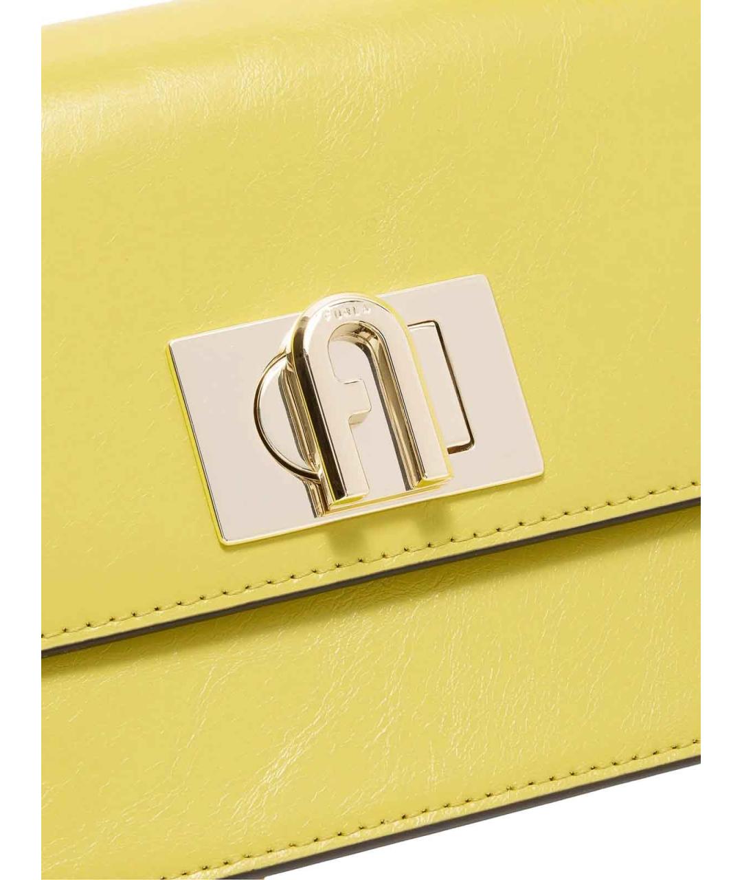 FURLA Желтая кожаная сумка через плечо, фото 4