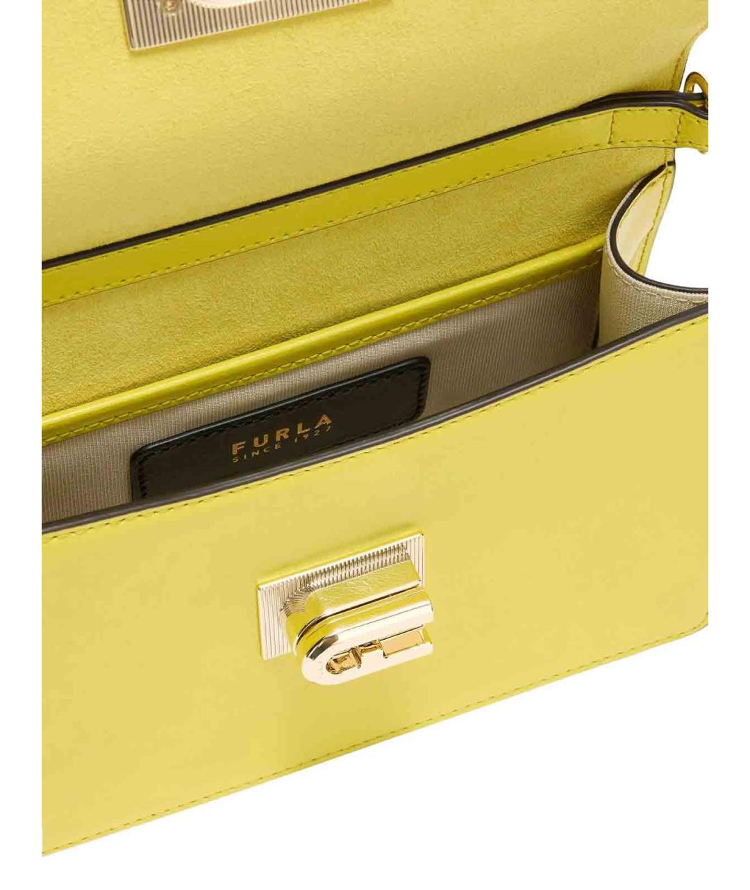 FURLA Желтая кожаная сумка через плечо, фото 3