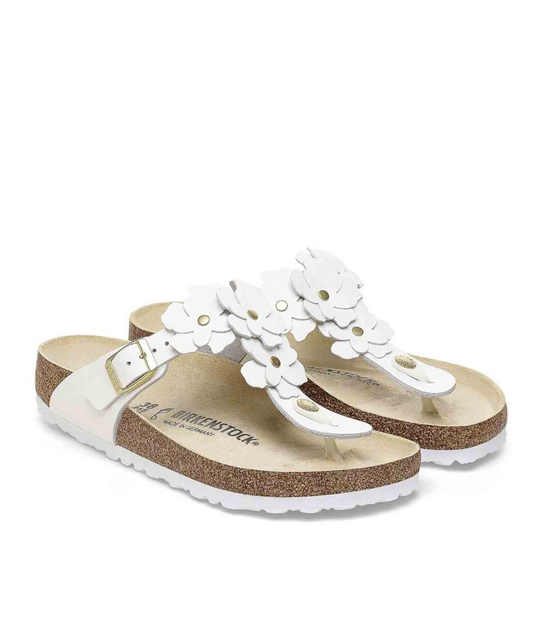 BIRKENSTOCK Белые кожаные шлепанцы, фото 4