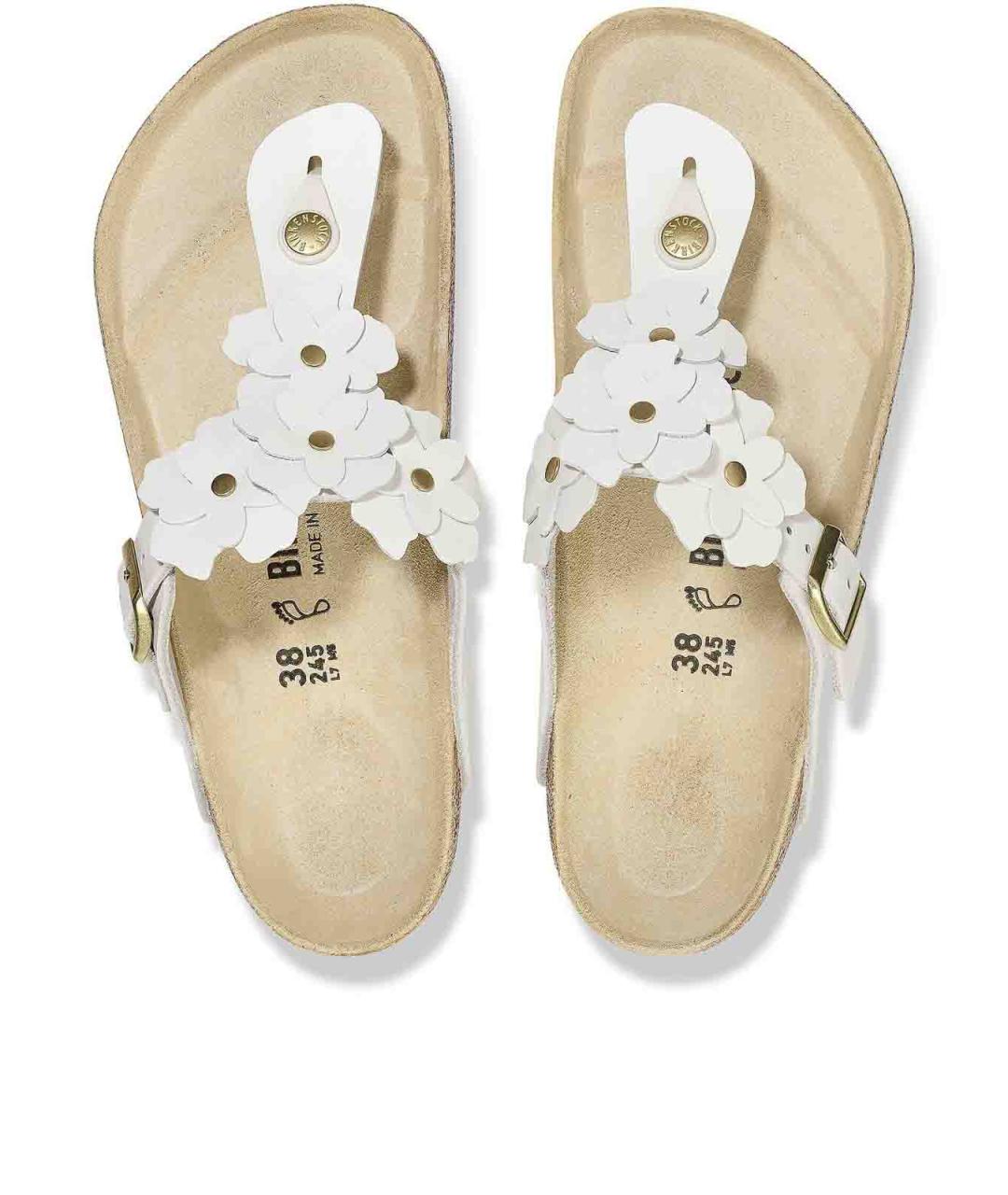 BIRKENSTOCK Белые кожаные шлепанцы, фото 3