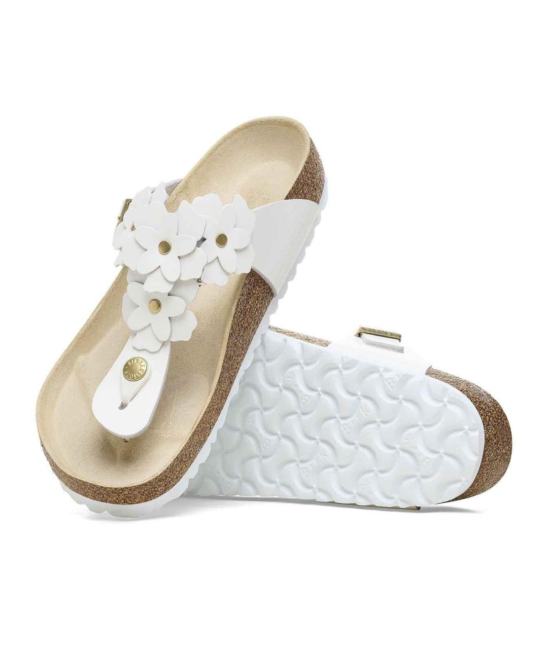 BIRKENSTOCK Белые кожаные шлепанцы, фото 6