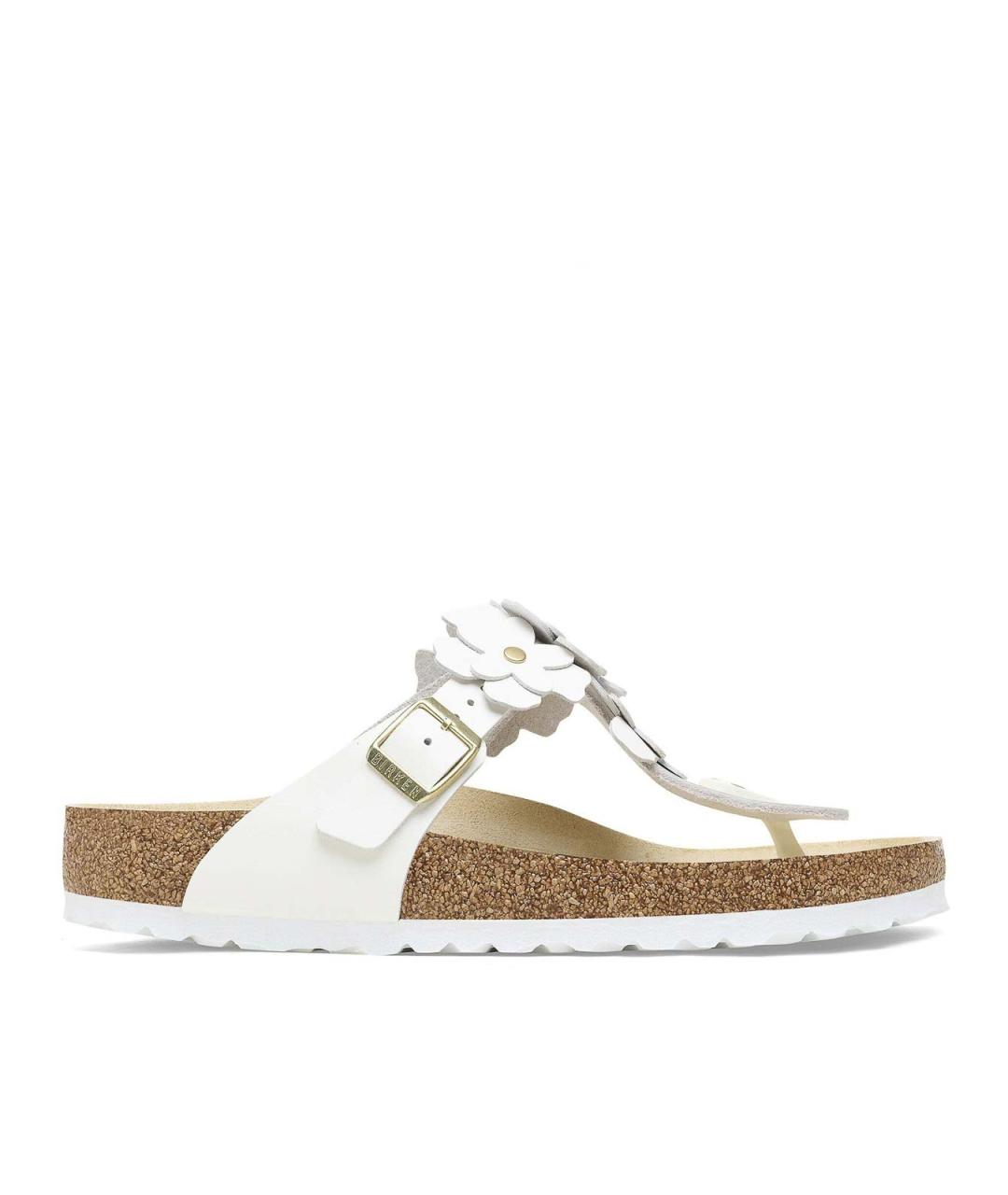BIRKENSTOCK Белые кожаные шлепанцы, фото 1