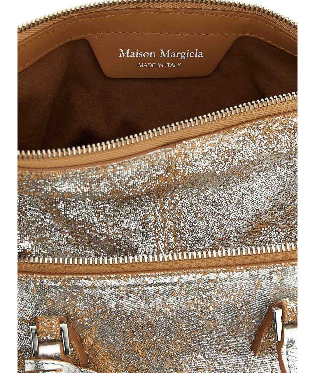 MAISON MARGIELA Серебряная кожаная сумка тоут, фото 4