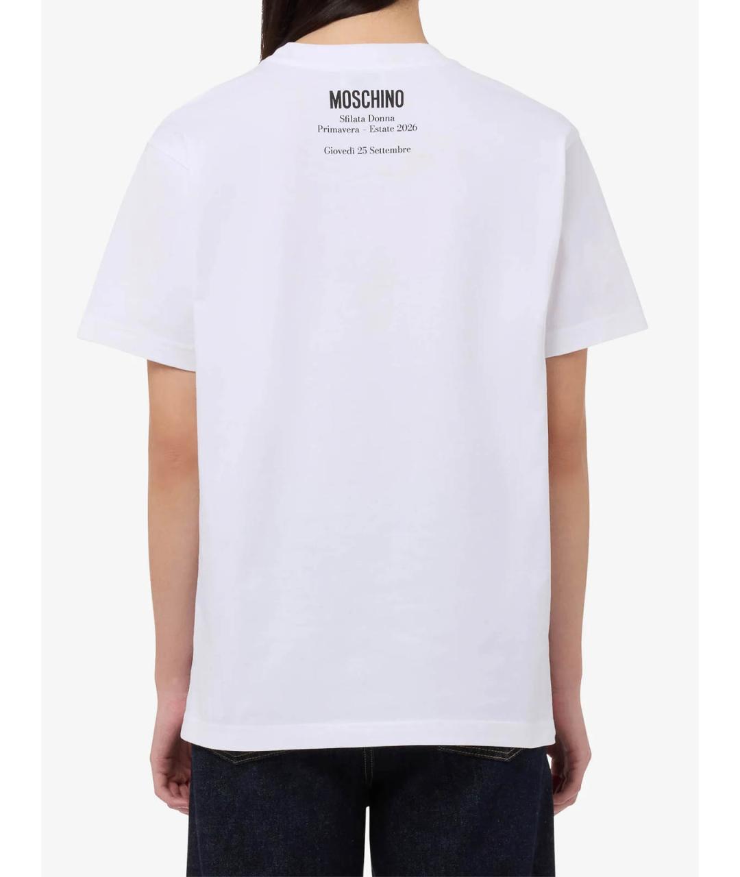 MOSCHINO Белая хлопковая футболка, фото 3