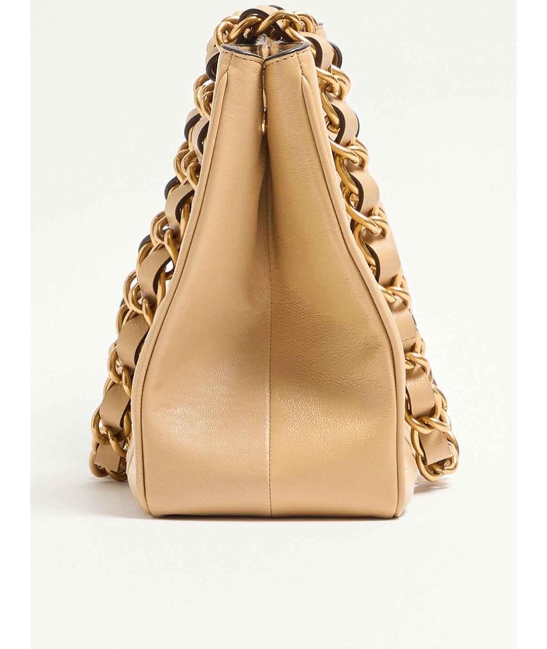VALENTINO Бежевая кожаная сумка тоут, фото 3