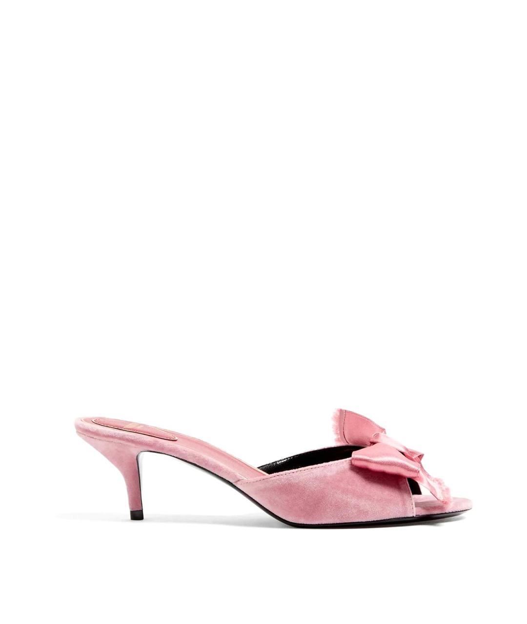 VALENTINO Розовые кожаные мюли, фото 1
