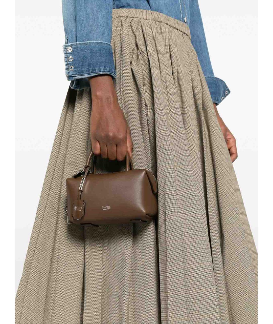 MAX MARA Коричневая кожаная сумка с короткими ручками, фото 2