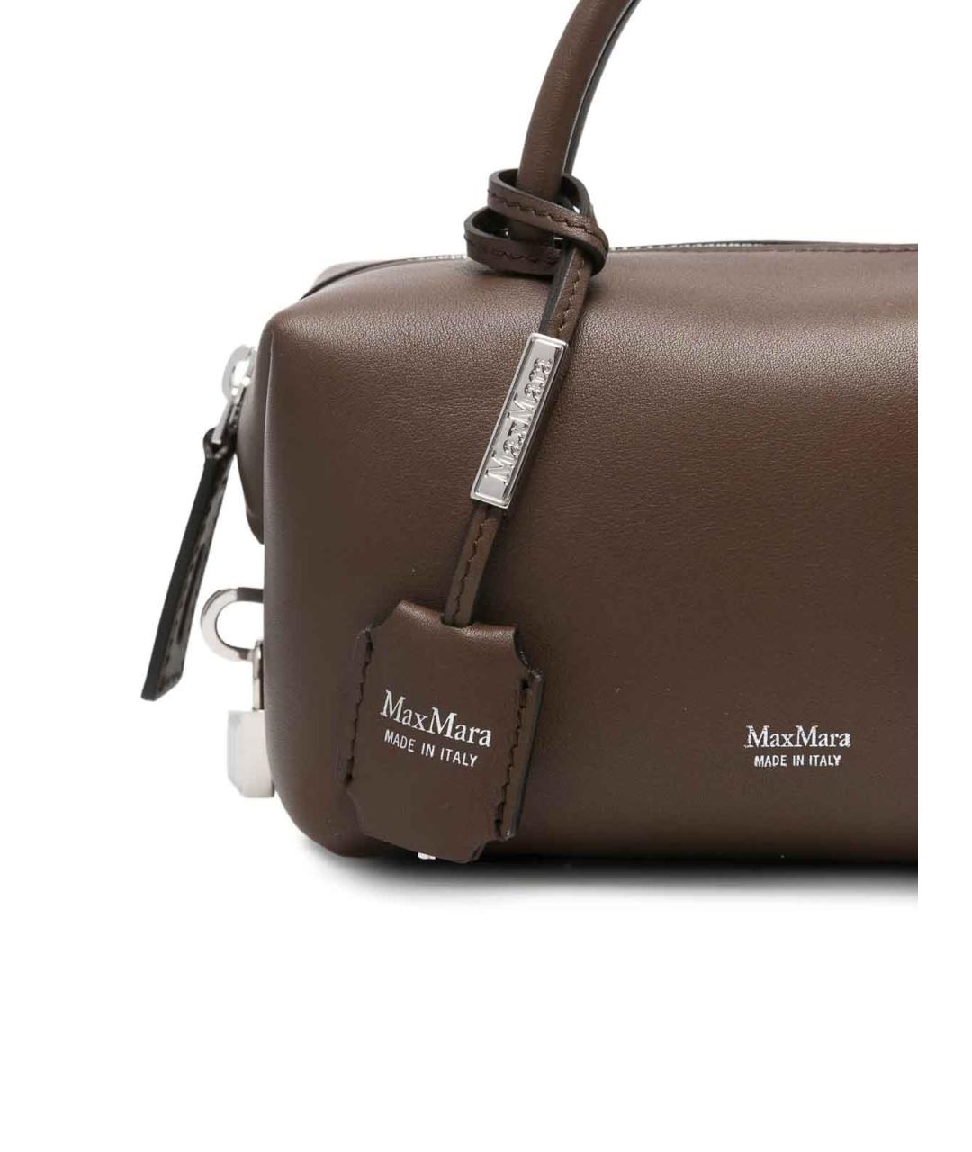 MAX MARA Коричневая кожаная сумка с короткими ручками, фото 4