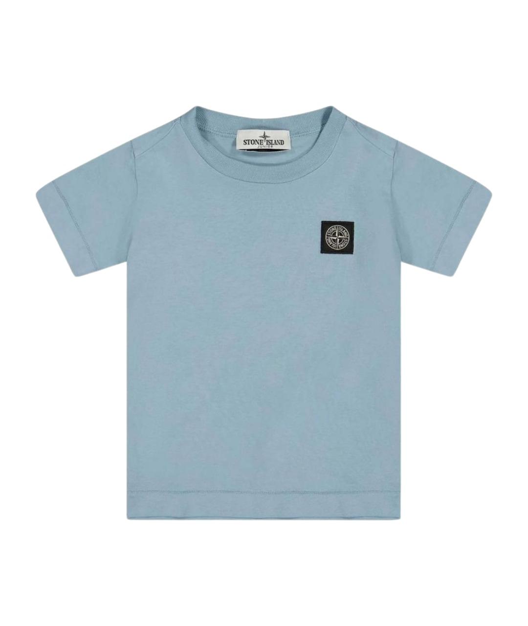 STONE ISLAND JUNIOR Голубая хлопковая детская футболка, фото 1