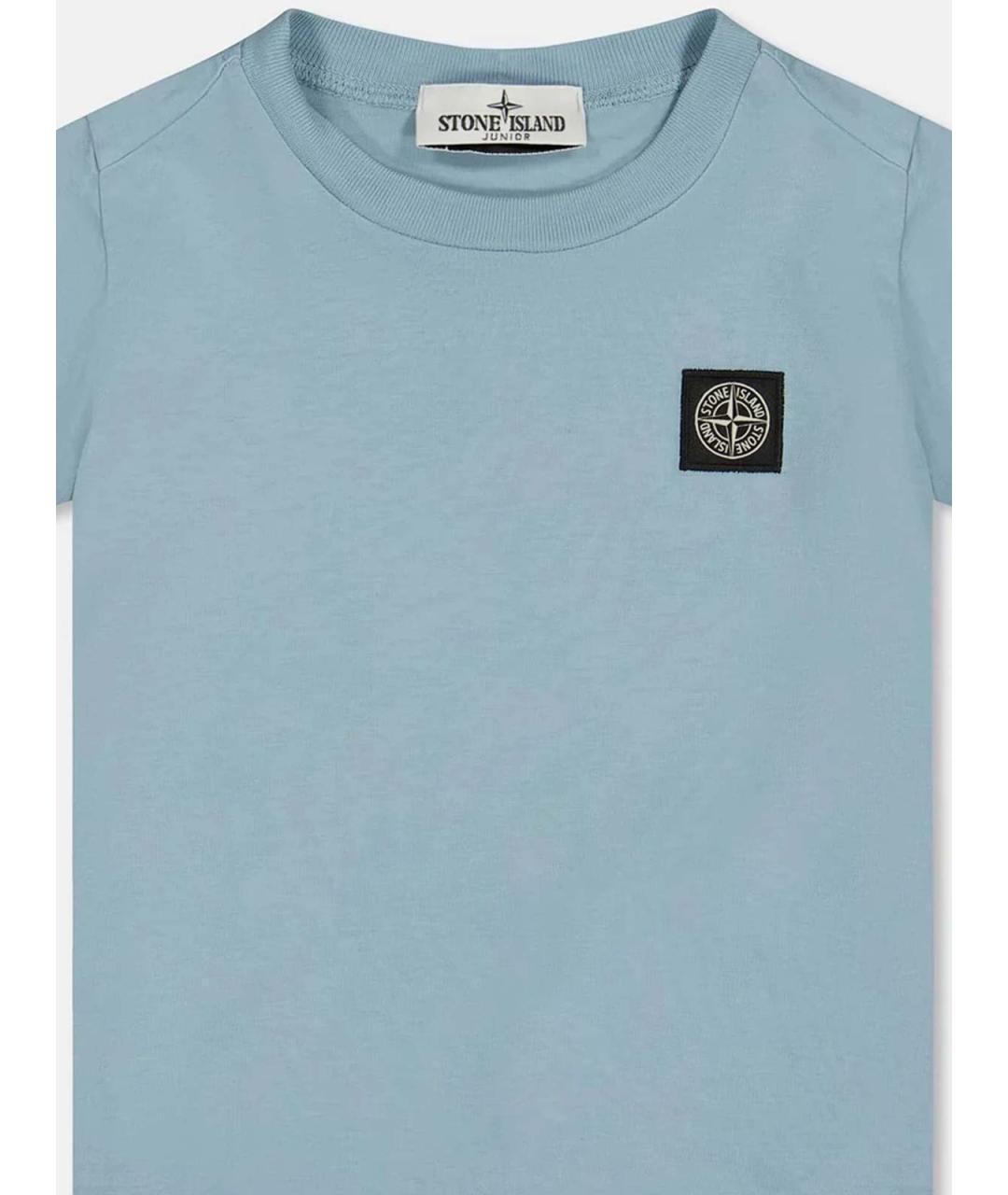STONE ISLAND JUNIOR Голубая хлопковая детская футболка, фото 2