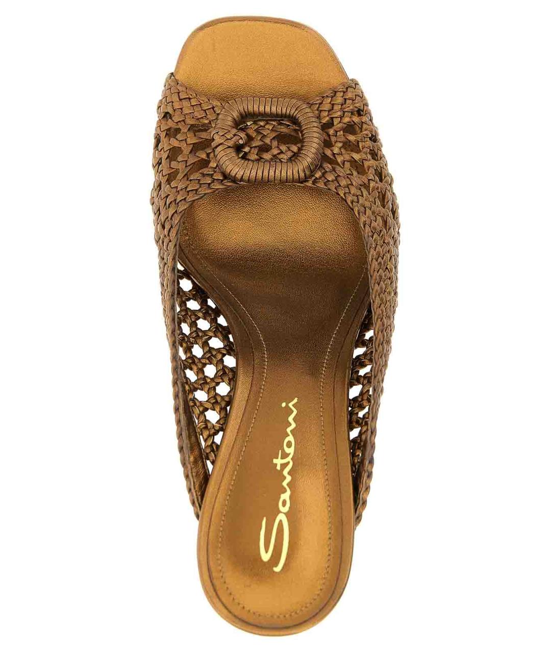 SANTONI Коричневые кожаные мюли, фото 4
