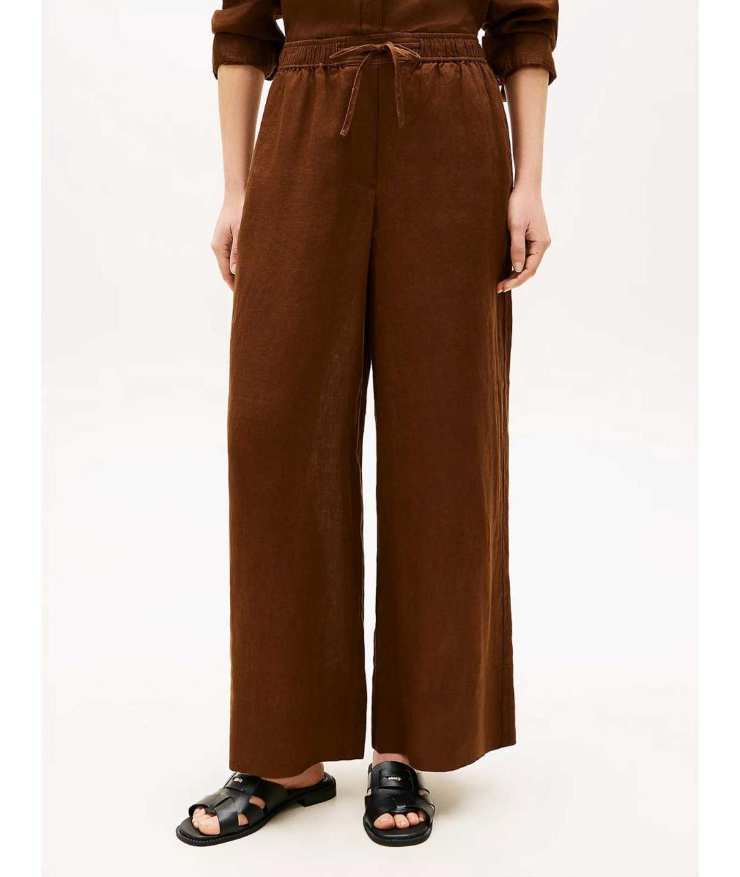 TOMMY HILFIGER Коричневые льняные брюки широкие, фото 2