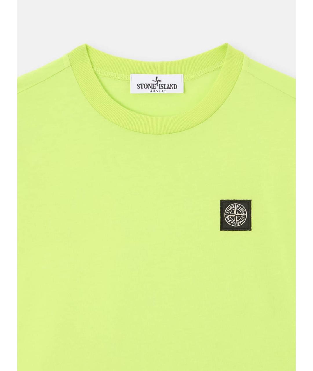 STONE ISLAND JUNIOR Салатовая хлопковая детская футболка, фото 3