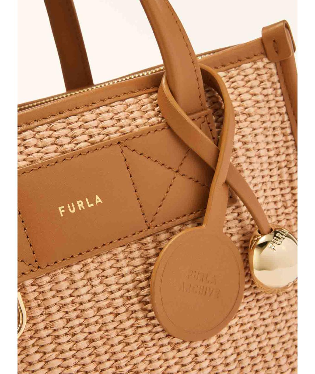 FURLA Бежевая плетеная сумка тоут, фото 4