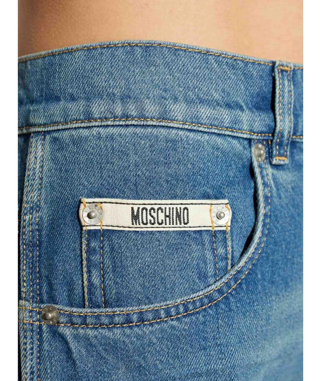 MOSCHINO Синие хлопковые прямые джинсы, фото 5