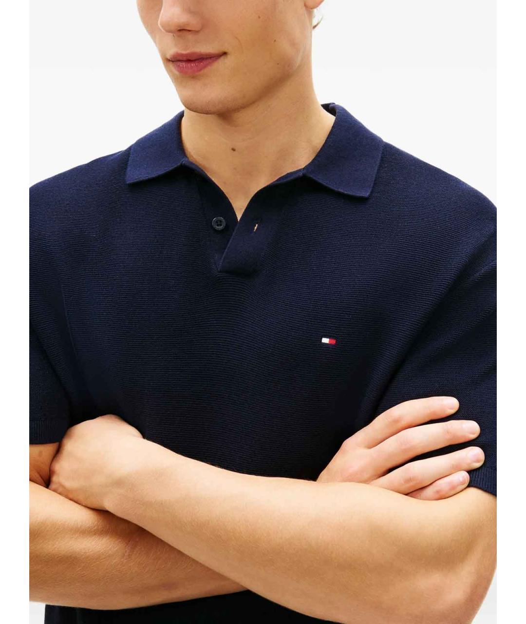 TOMMY HILFIGER Синее хлопковое поло с коротким рукавом, фото 5