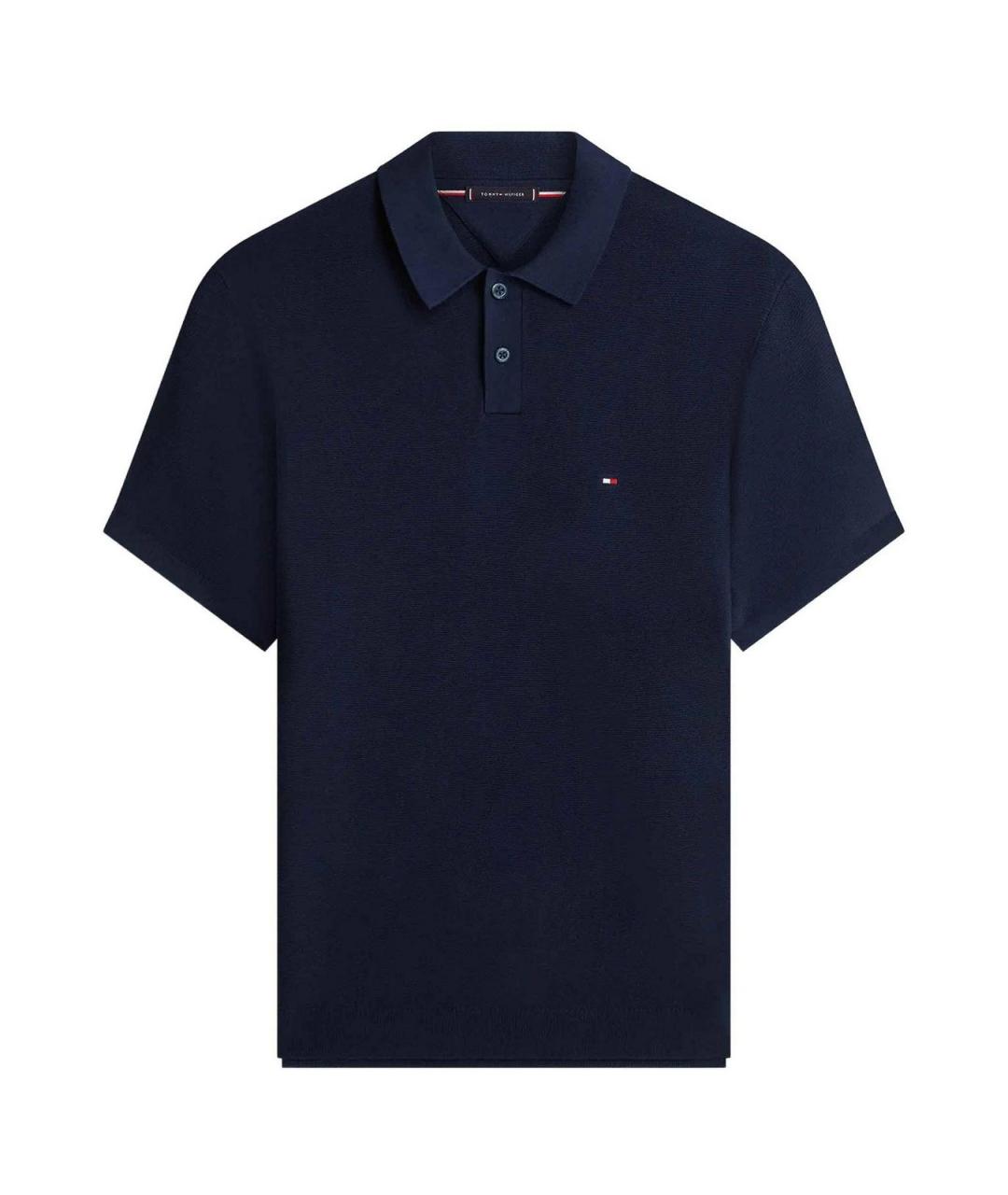 TOMMY HILFIGER Синее хлопковое поло с коротким рукавом, фото 1