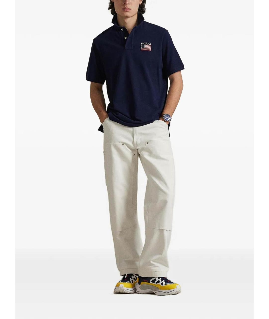 POLO RALPH LAUREN Синее хлопковое поло с коротким рукавом, фото 2