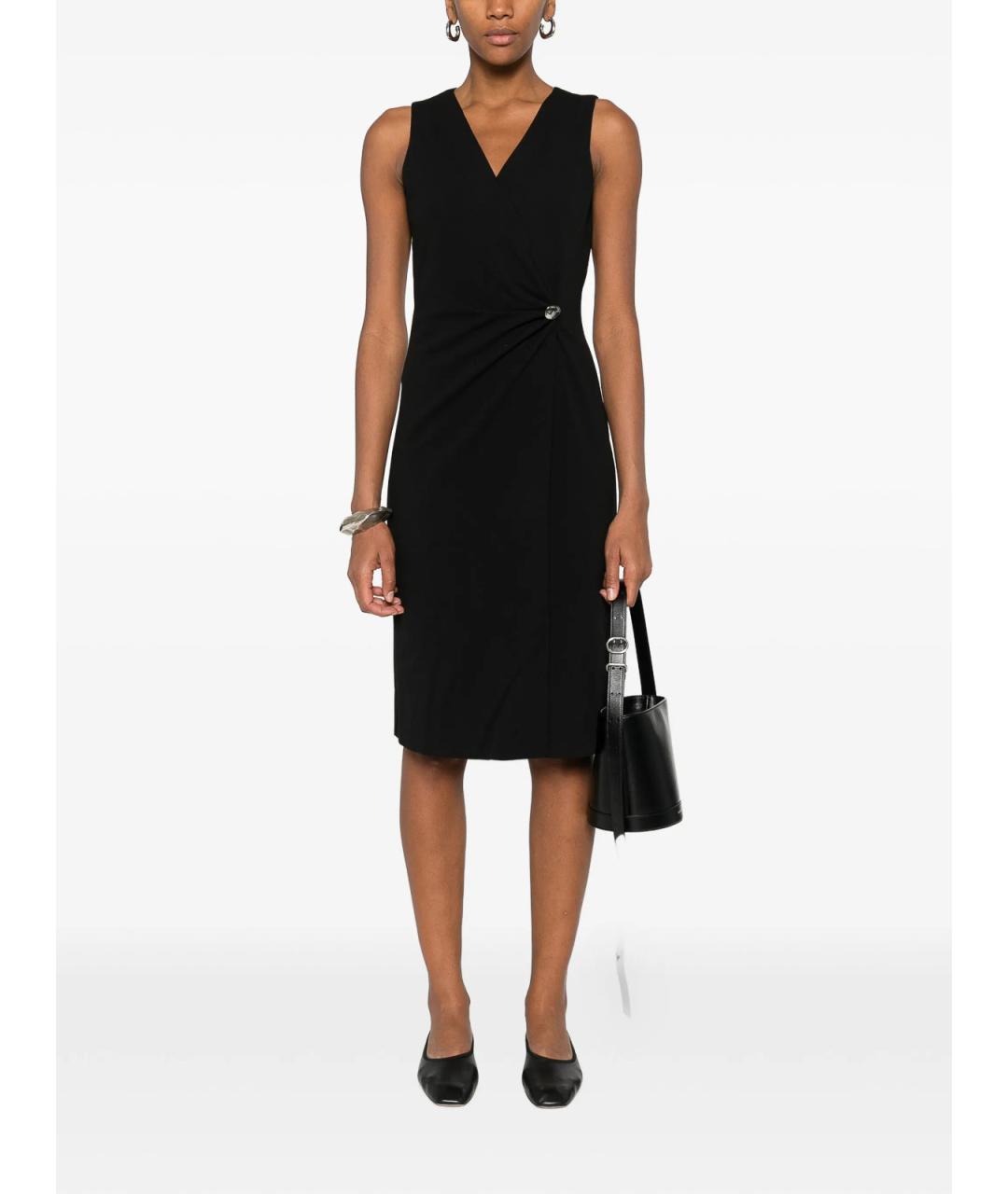 CALVIN KLEIN Черное креповое повседневное платье, фото 2