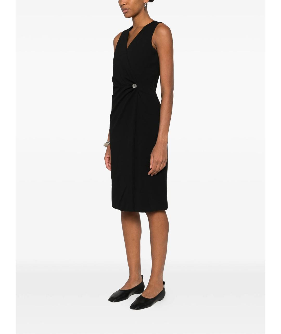 CALVIN KLEIN Черное креповое повседневное платье, фото 3