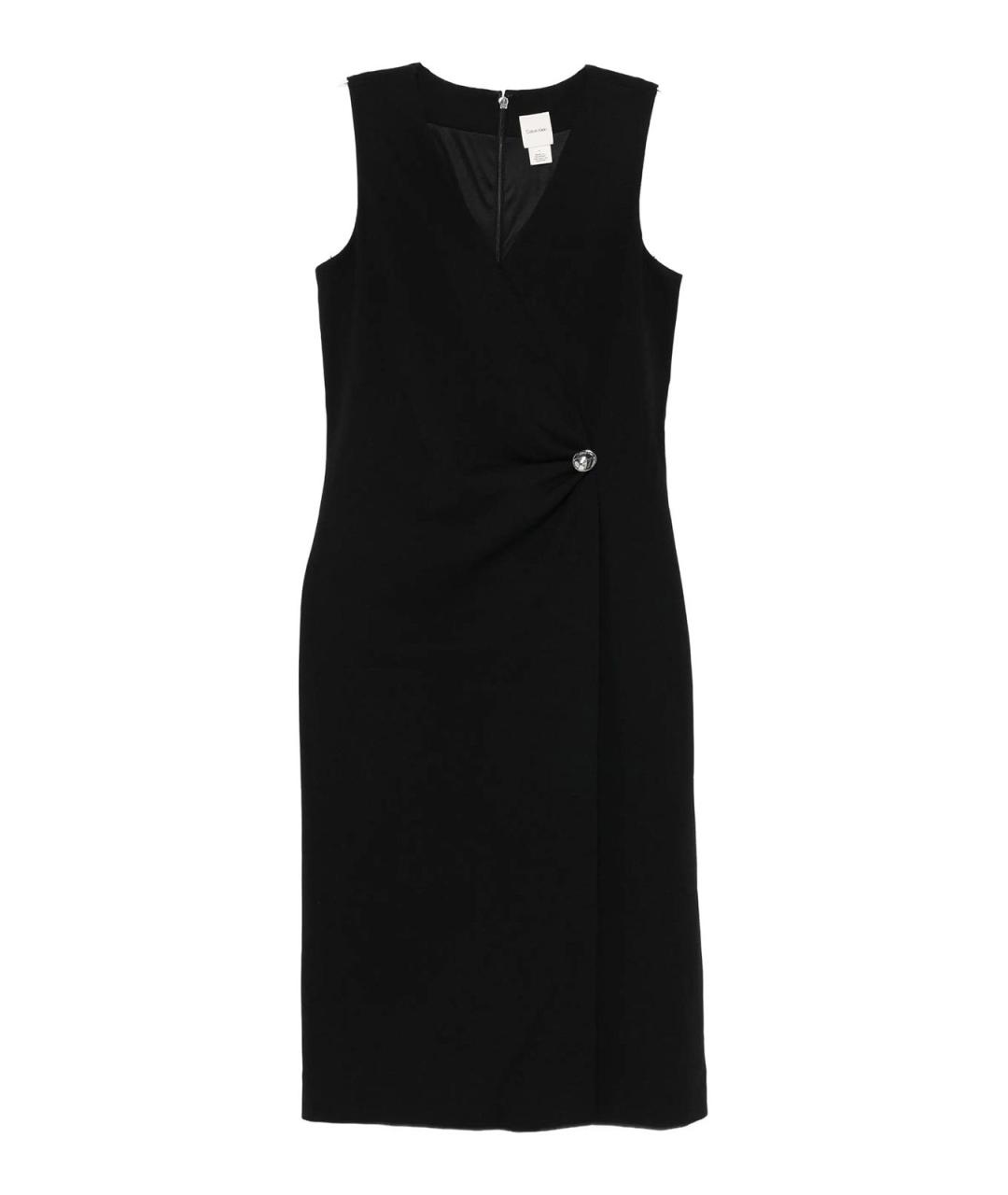 CALVIN KLEIN Черное креповое повседневное платье, фото 1