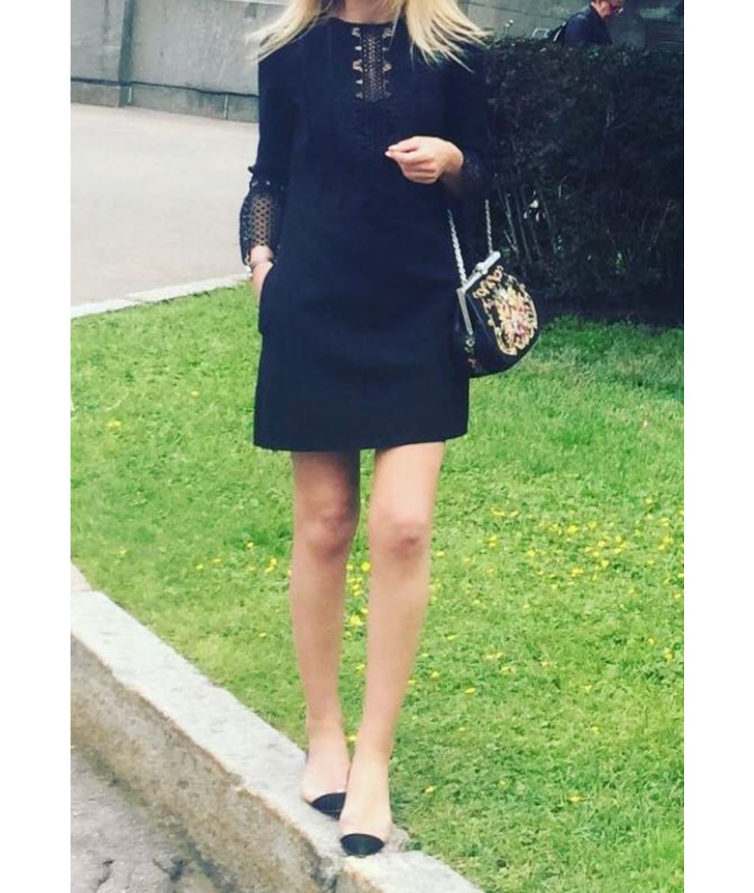 SELF-PORTRAIT Черное полиэстеровое повседневное платье, фото 7