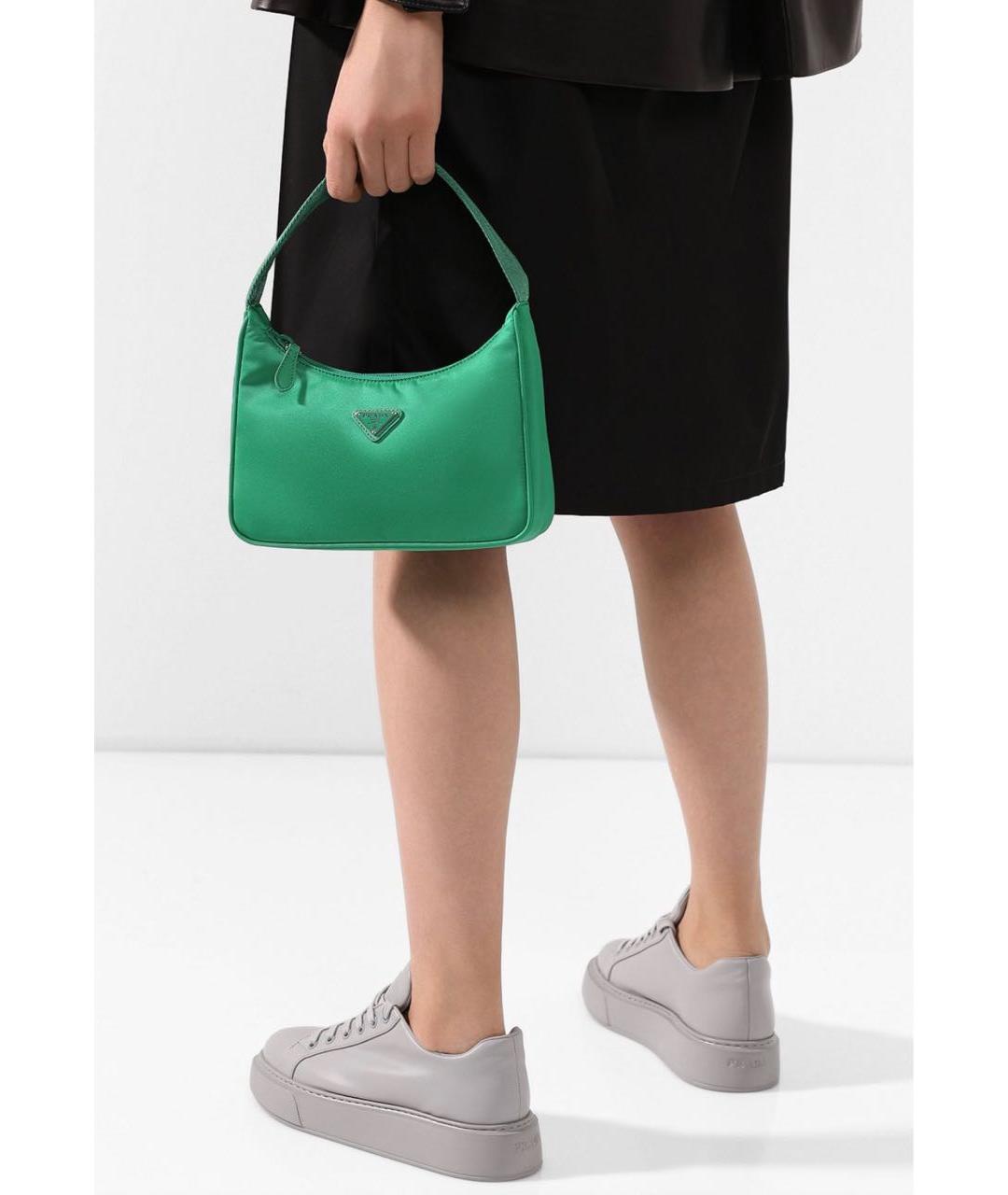 PRADA Зеленая синтетическая сумка тоут, фото 4