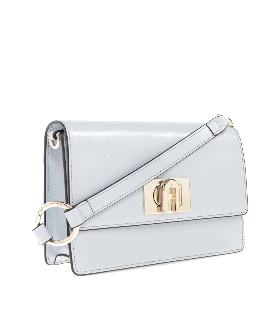 FURLA Голубая кожаная сумка через плечо, фото 4