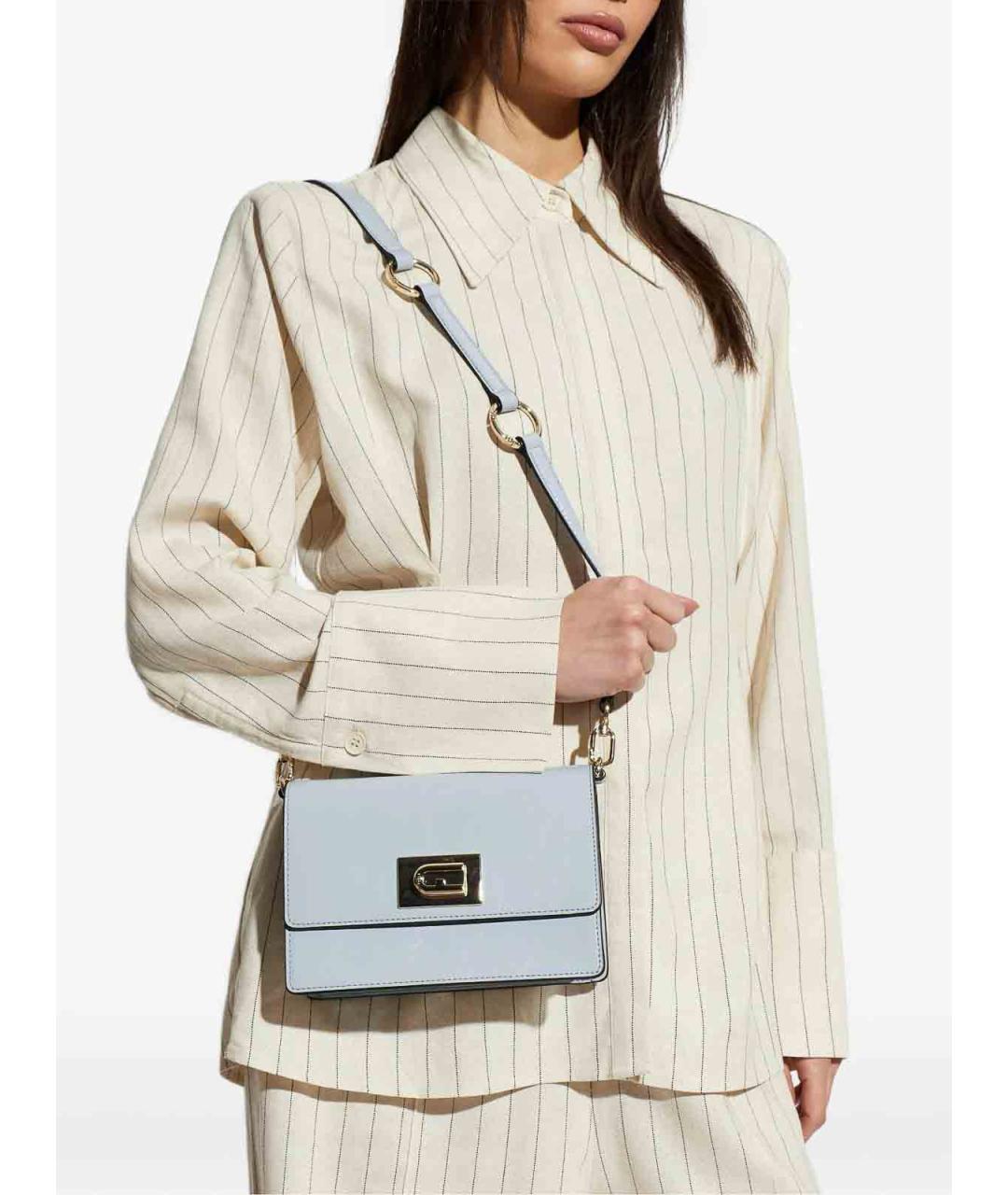 FURLA Голубая кожаная сумка через плечо, фото 2