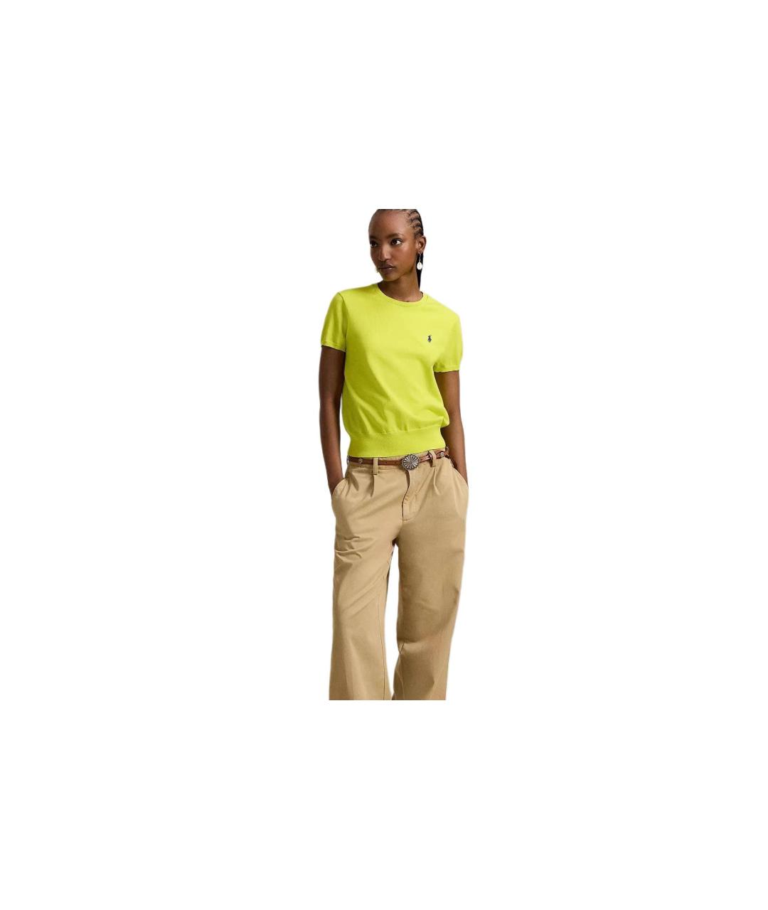 POLO RALPH LAUREN Желтый хлопковый джемпер / свитер, фото 3
