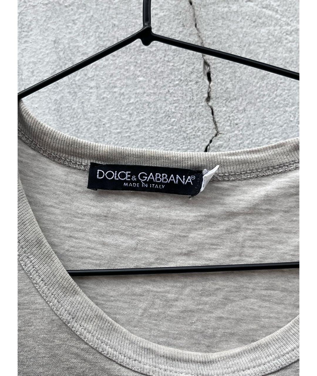 DOLCE&GABBANA Серая хлопковая футболка, фото 4