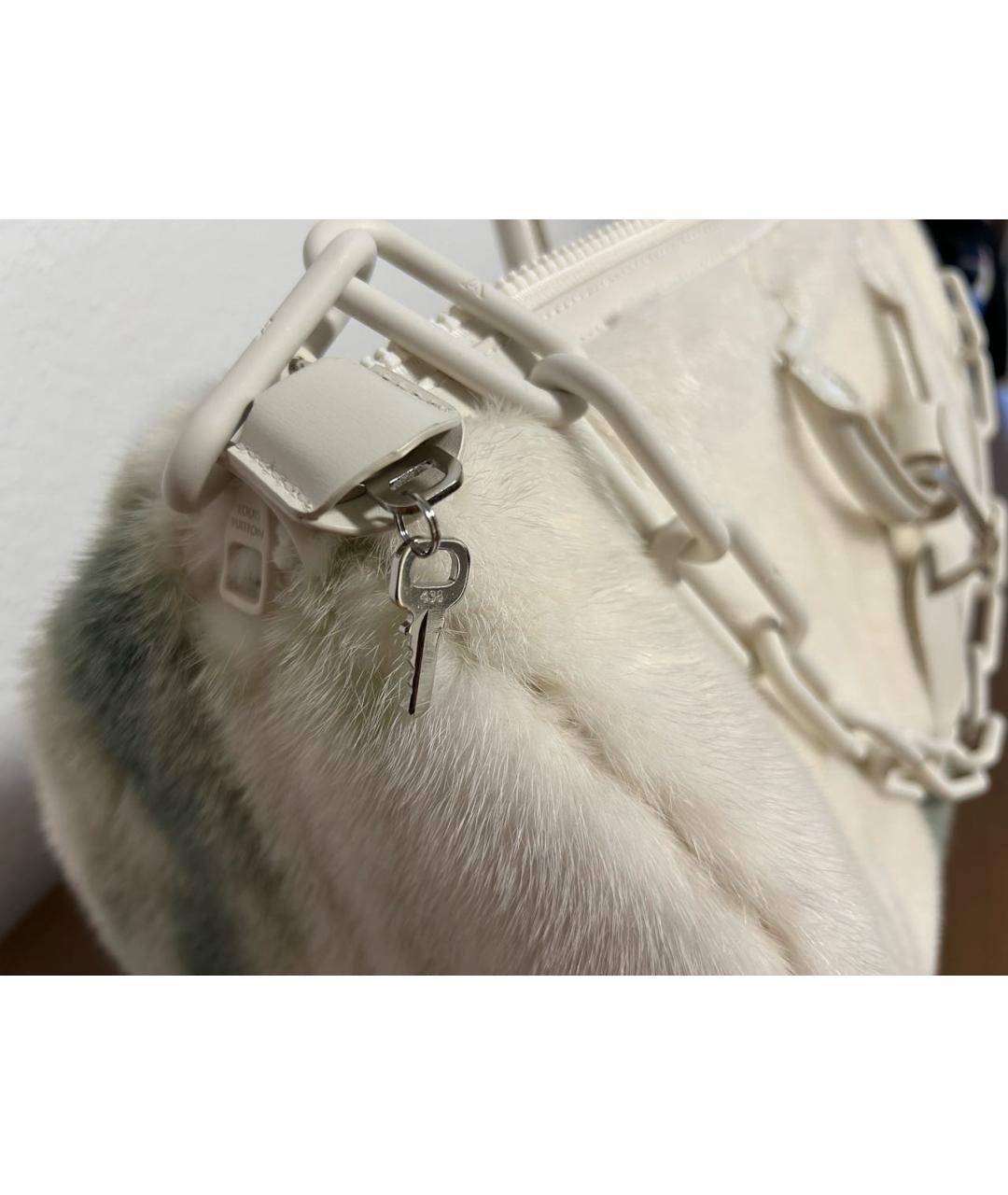 LOUIS VUITTON Бежевая меховая дорожная/спортивная сумка, фото 4