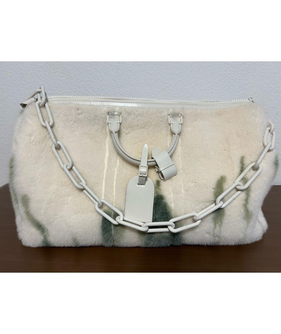 LOUIS VUITTON Бежевая меховая дорожная/спортивная сумка, фото 9