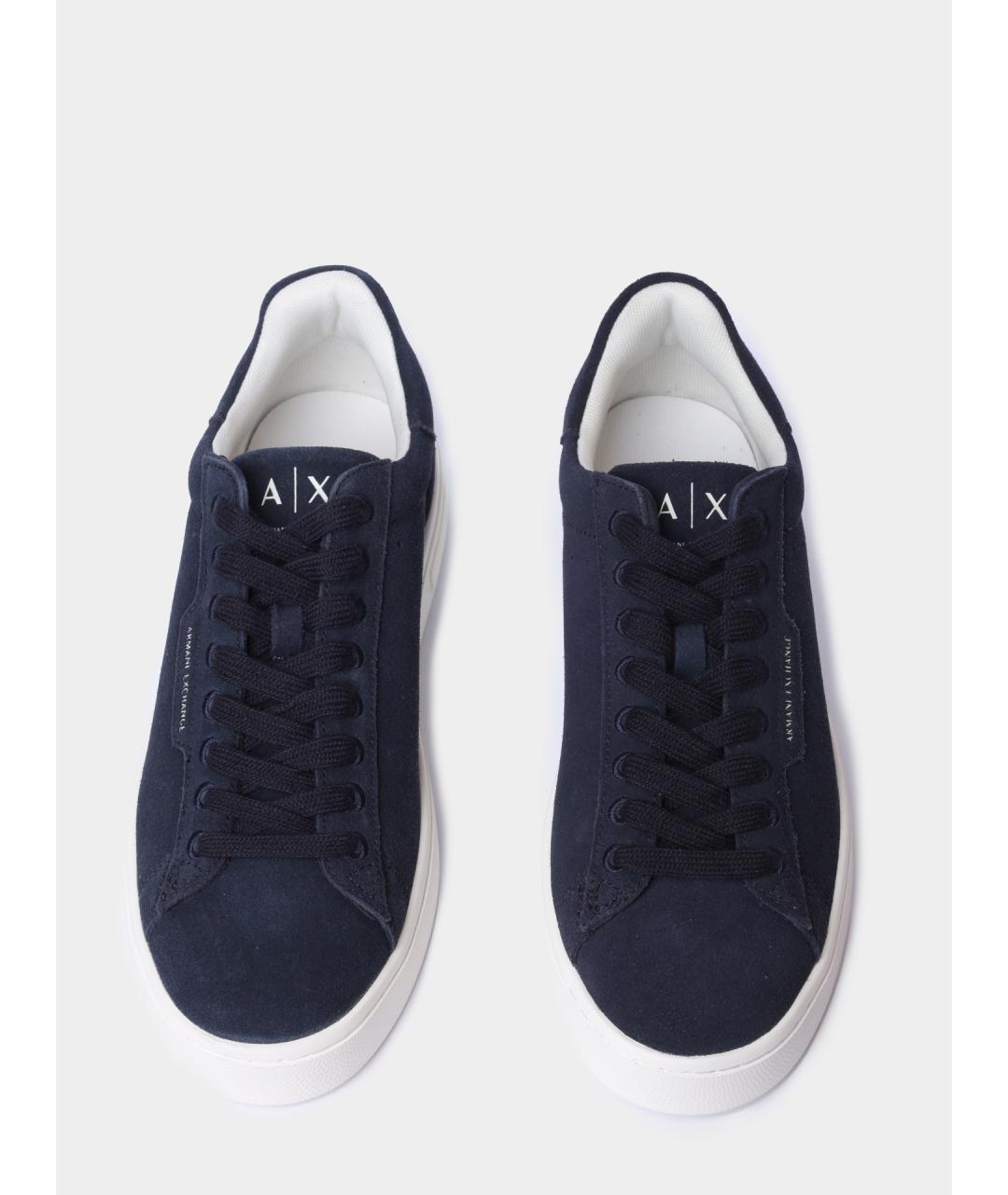 ARMANI EXCHANGE Темно-синие замшевые низкие кроссовки / кеды, фото 4