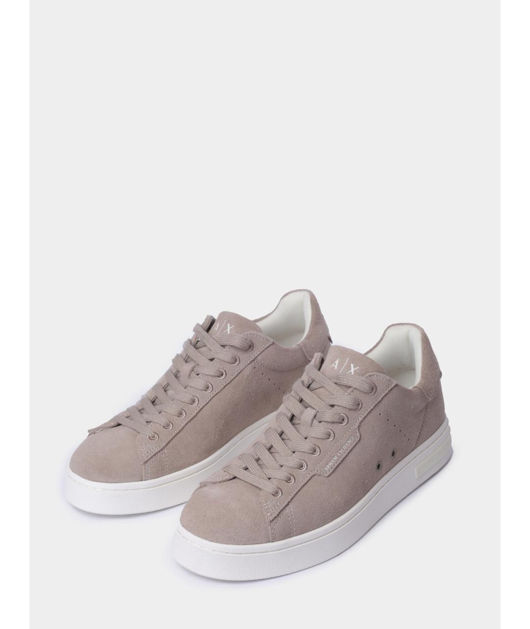 ARMANI EXCHANGE Бежевые замшевые низкие кроссовки / кеды, фото 2