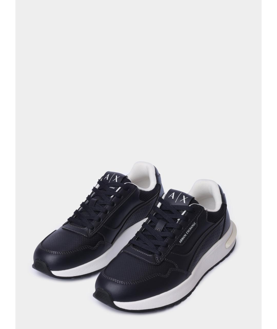 ARMANI EXCHANGE Черные низкие кроссовки / кеды из искусственной кожи, фото 2
