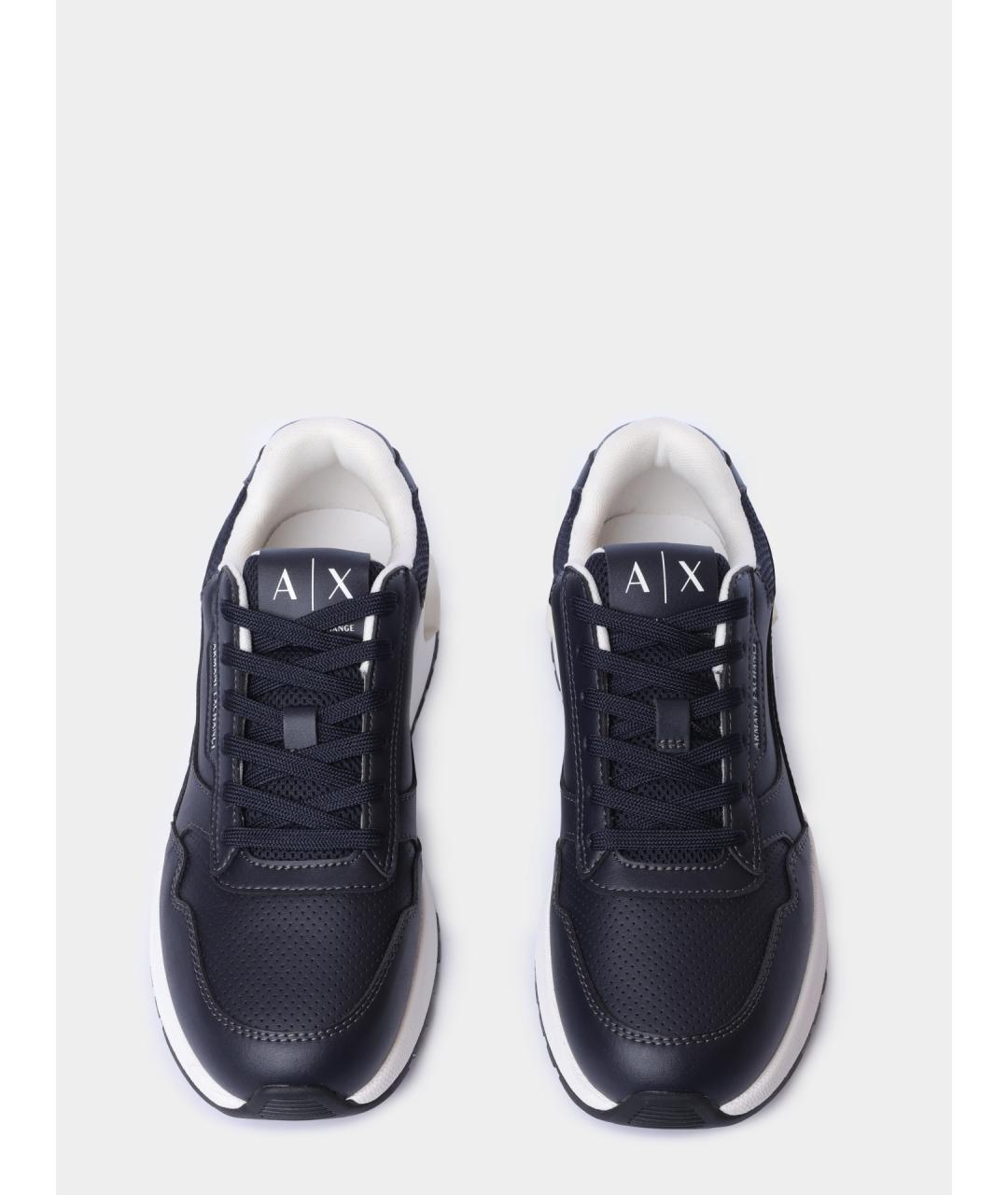 ARMANI EXCHANGE Черные низкие кроссовки / кеды из искусственной кожи, фото 4