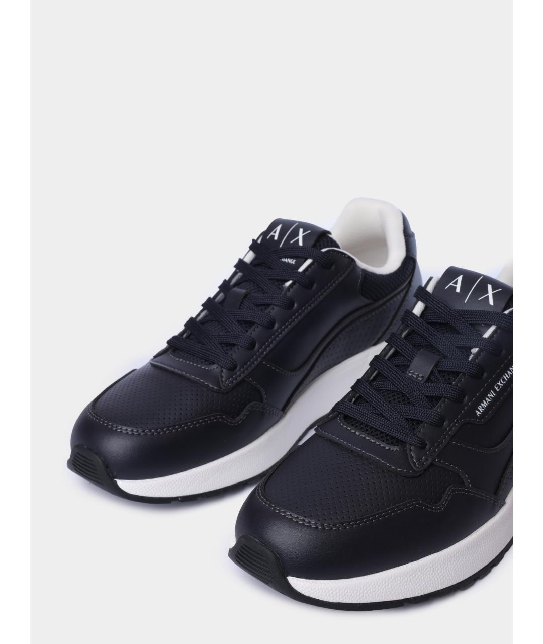 ARMANI EXCHANGE Черные низкие кроссовки / кеды из искусственной кожи, фото 3