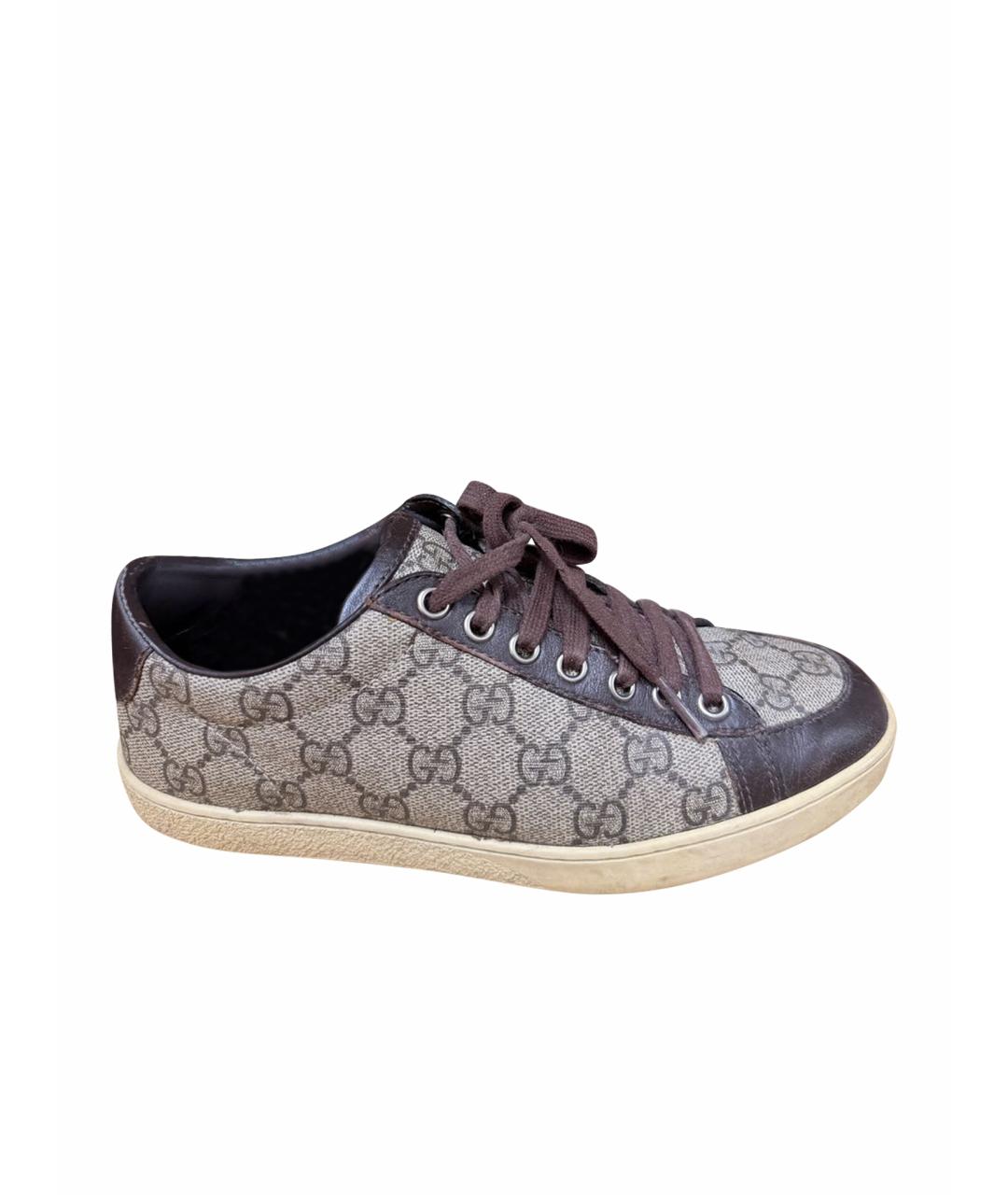 GUCCI Коричневые кеды, фото 1