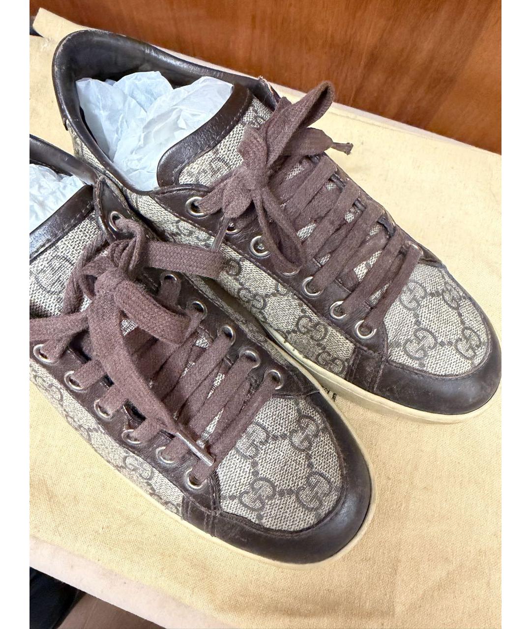 GUCCI Коричневые кеды, фото 2