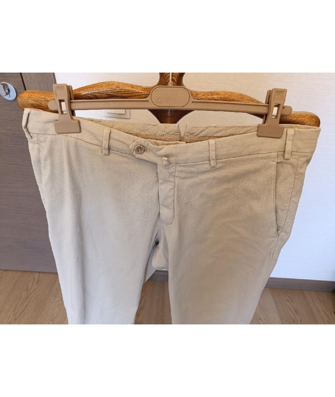 LORO PIANA Бежевые хлопко-эластановые повседневные брюки, фото 4